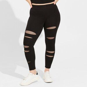 Torrid Black Full Length Signature Waist Mesh Split Pocket Legging Size 3